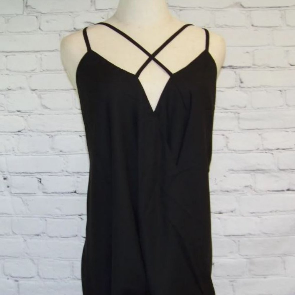 Caged Strap Tank Top - Black - Plus Size - 1XL, 2XL